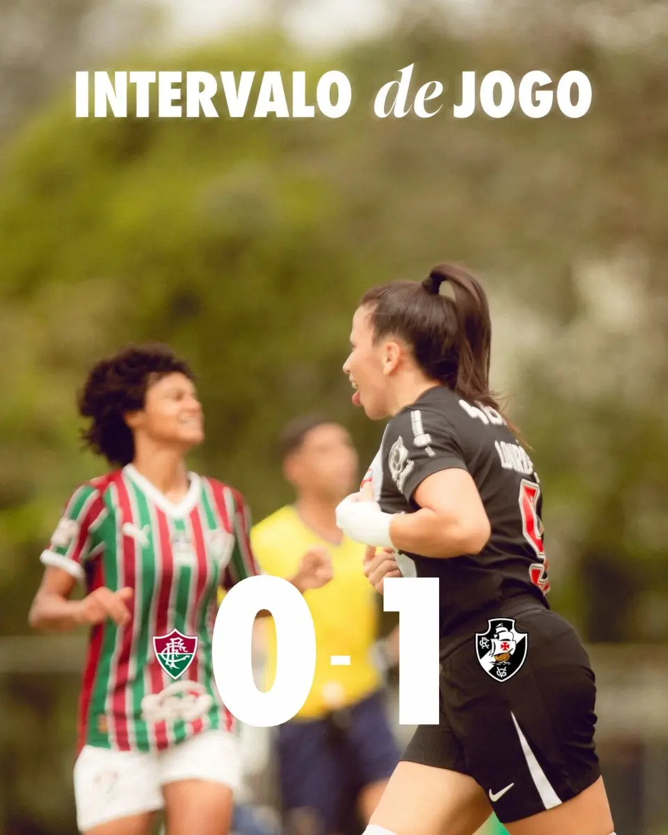Vasco Feminino lidera o Fluminense por 1 a 0 no intervalo do jogo